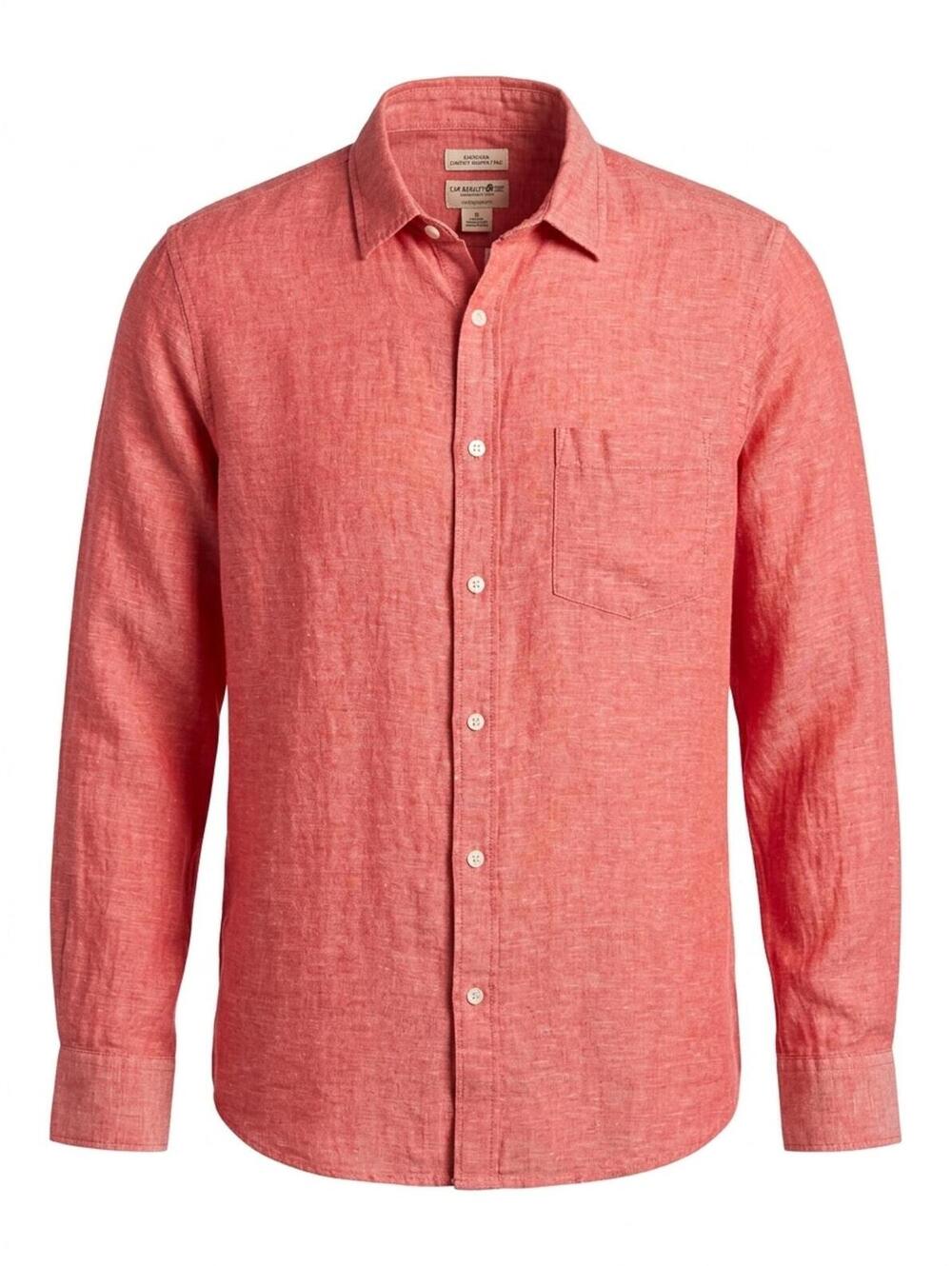 Caribbean Joe 100% Linen Men's Button Down Shirt Size Large Red